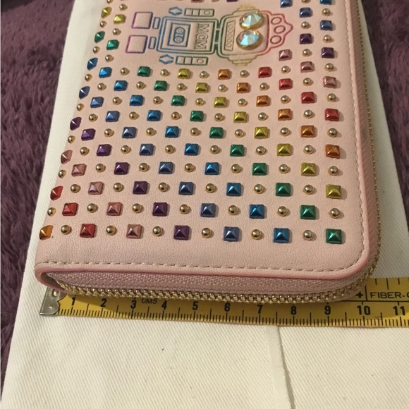 MCM Rainbow Studded Robot Pink Leather Full Size Zipper Wallet - Picture 12 of 16
